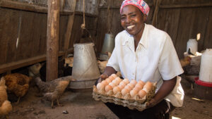 Poultry farmer Mercy Wairumu has transformed her farm into a thriving climate-smart business with support from the World Bank-supported KAPAP.